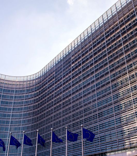 Building with European Union flags